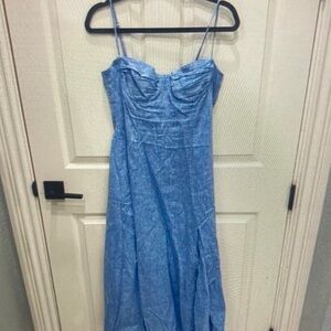 Elegant Blue Spaghetti Strap Dress